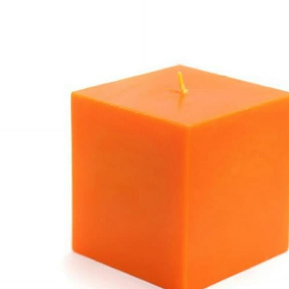 Zest Candle CPZ-128-12 Orange Square Pillar Candles - Bulk Case of 12 - 3 x 3 in.
