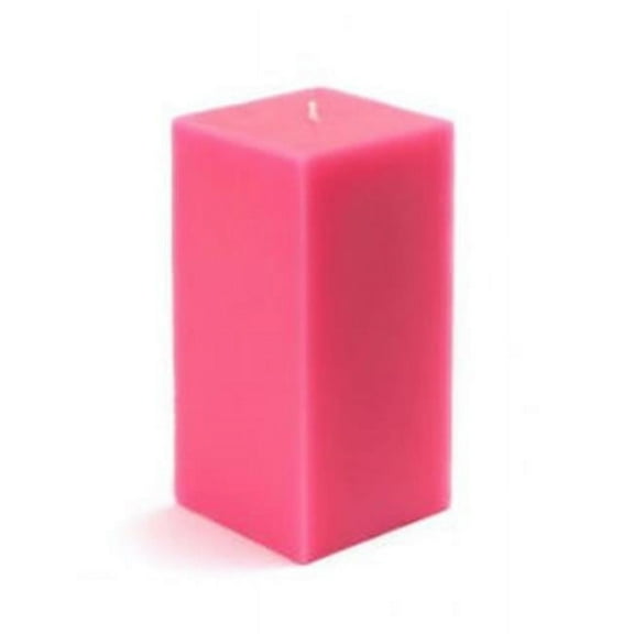 Zest Candle CPZ-143-12 3 x 6 in. Hot Pink Square Pillar Candle -12pcs-Case - Bulk