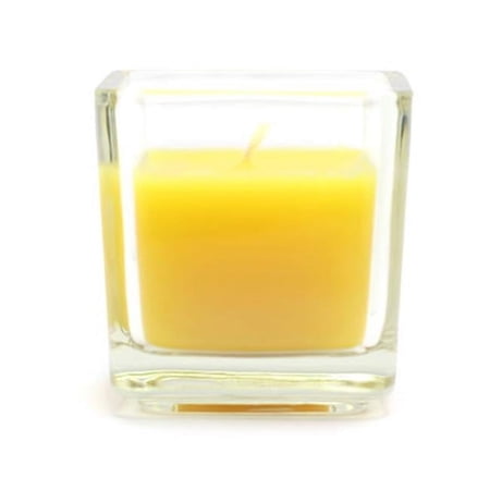 Zest Candle CVC-041 Yellow Citronella Square Glass Votive Candles -12pc-Box