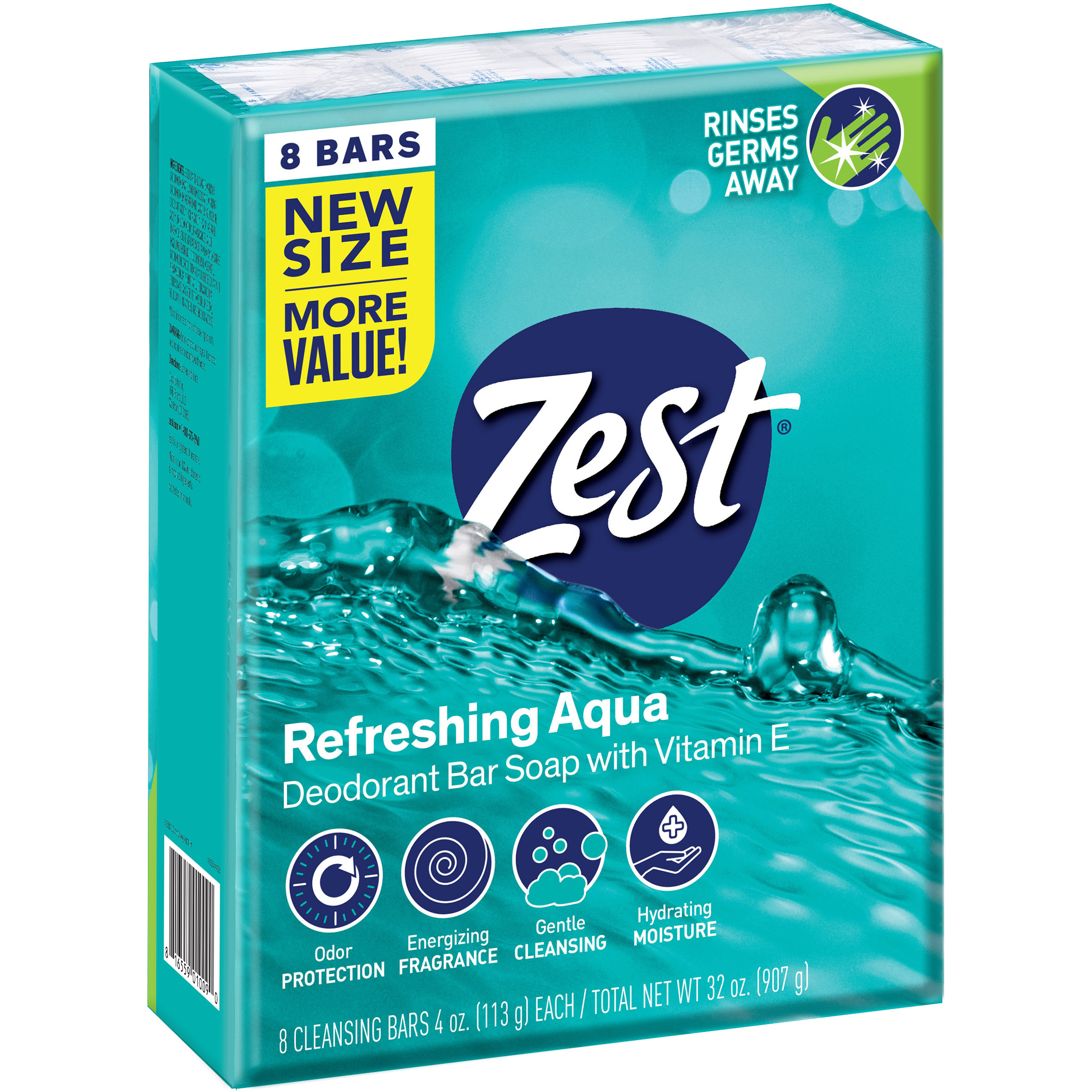 Zest Bar Soap Aqua 4oz Bar Soaps 20 Bars