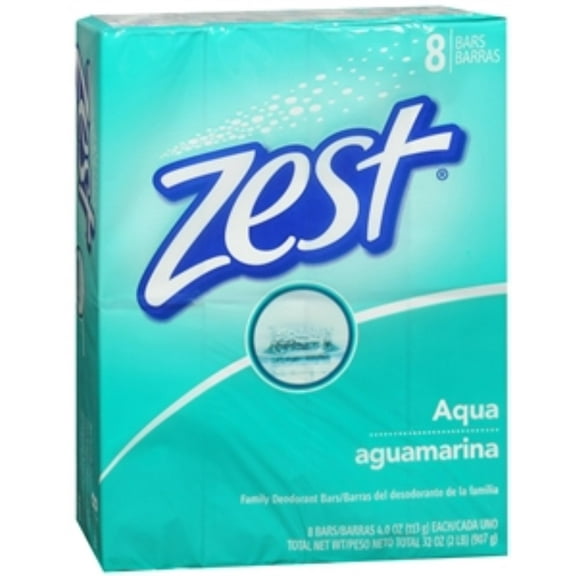 Zest Family Deodorant Bars, Aqua 8 bars (Pack of 2)