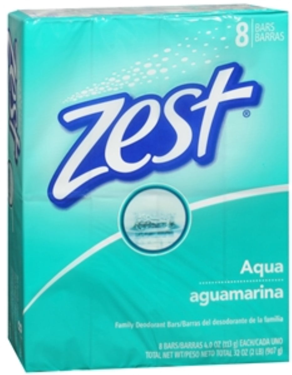 Zest Family Deodorant Bars, Aqua  8 bars (Pack of 4)