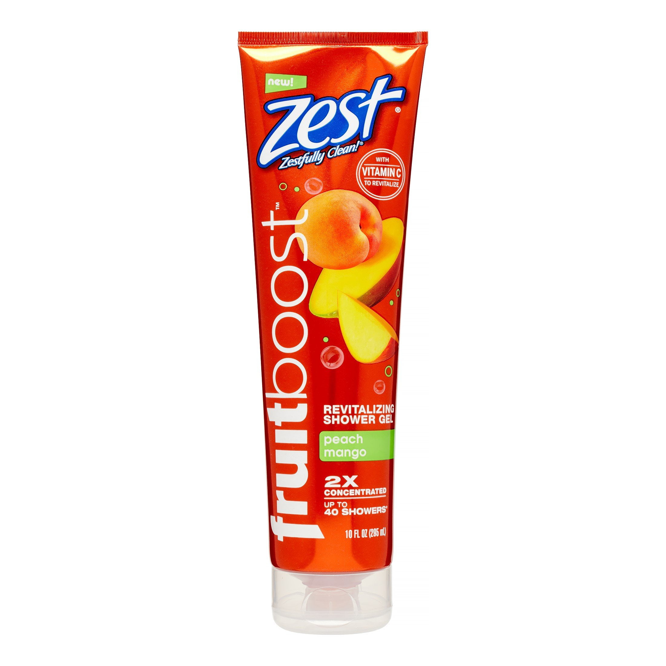 Zest Fruit Boost Shower Gel Peach Mango 10 Ounce Tube 295ml
