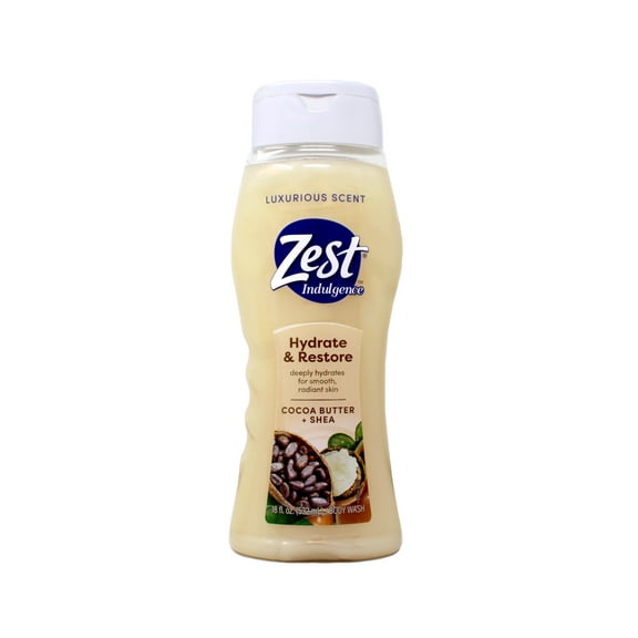 Zest Indulgence? Cocoa Butter & Shea Ultra-Moisturizing Creamy Body Wash 16.5 fl. oz. Squeeze Bottle
