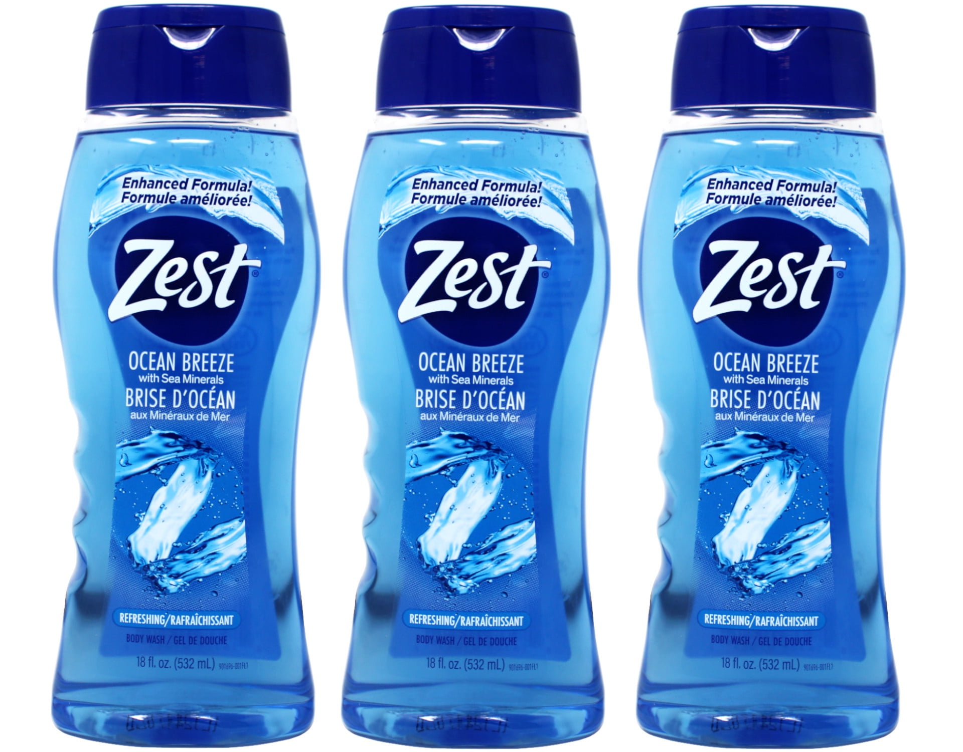 Zest Ocean Breeze Hydrating Shower Gel Body Wash, 18 Ounce - Pack