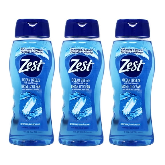 Zest Ocean Breeze Gel Body Wash 18 Ounce - Pack of 3