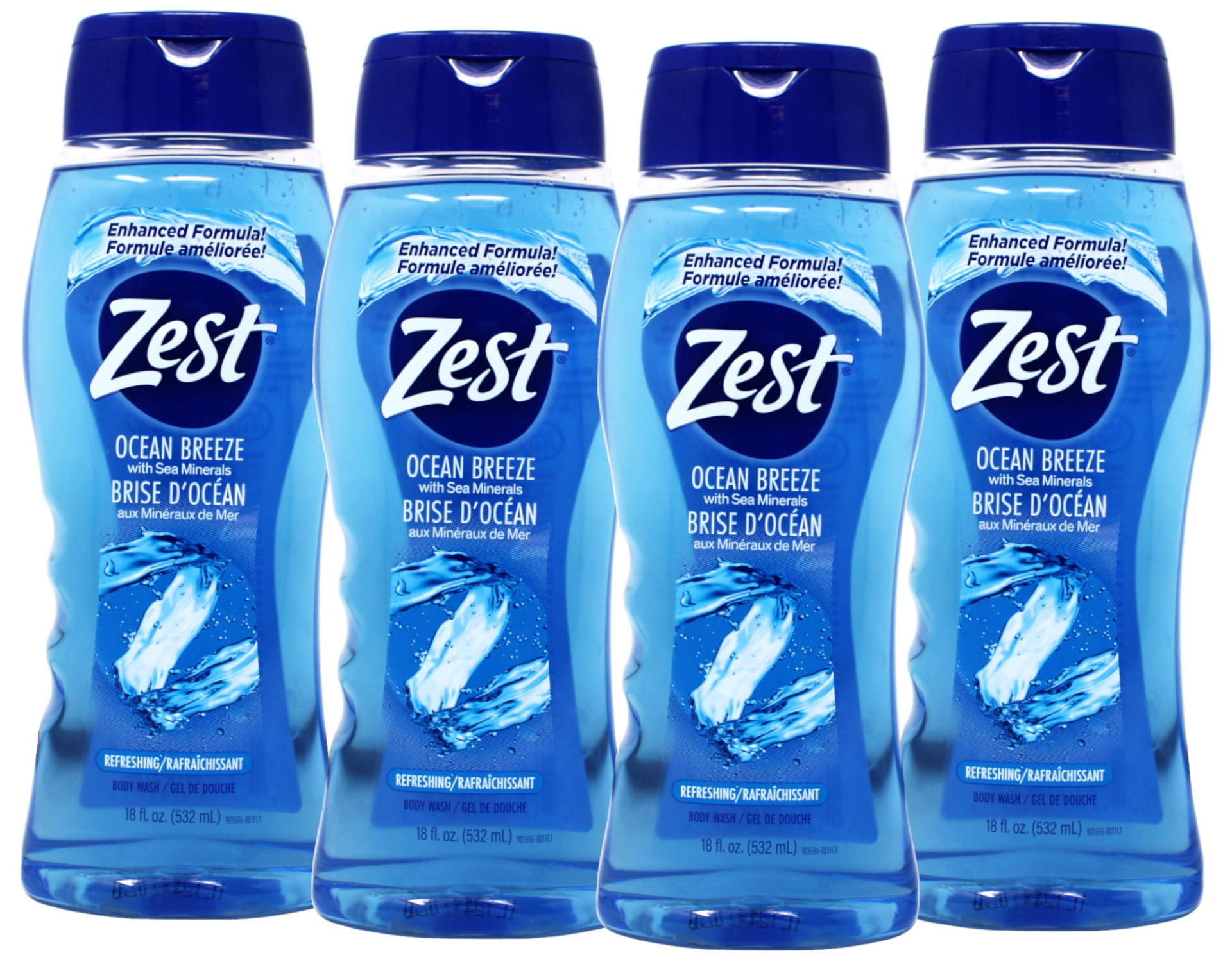 Zest Ocean Breeze Gel Body Wash 18 Ounce - Pack of 4