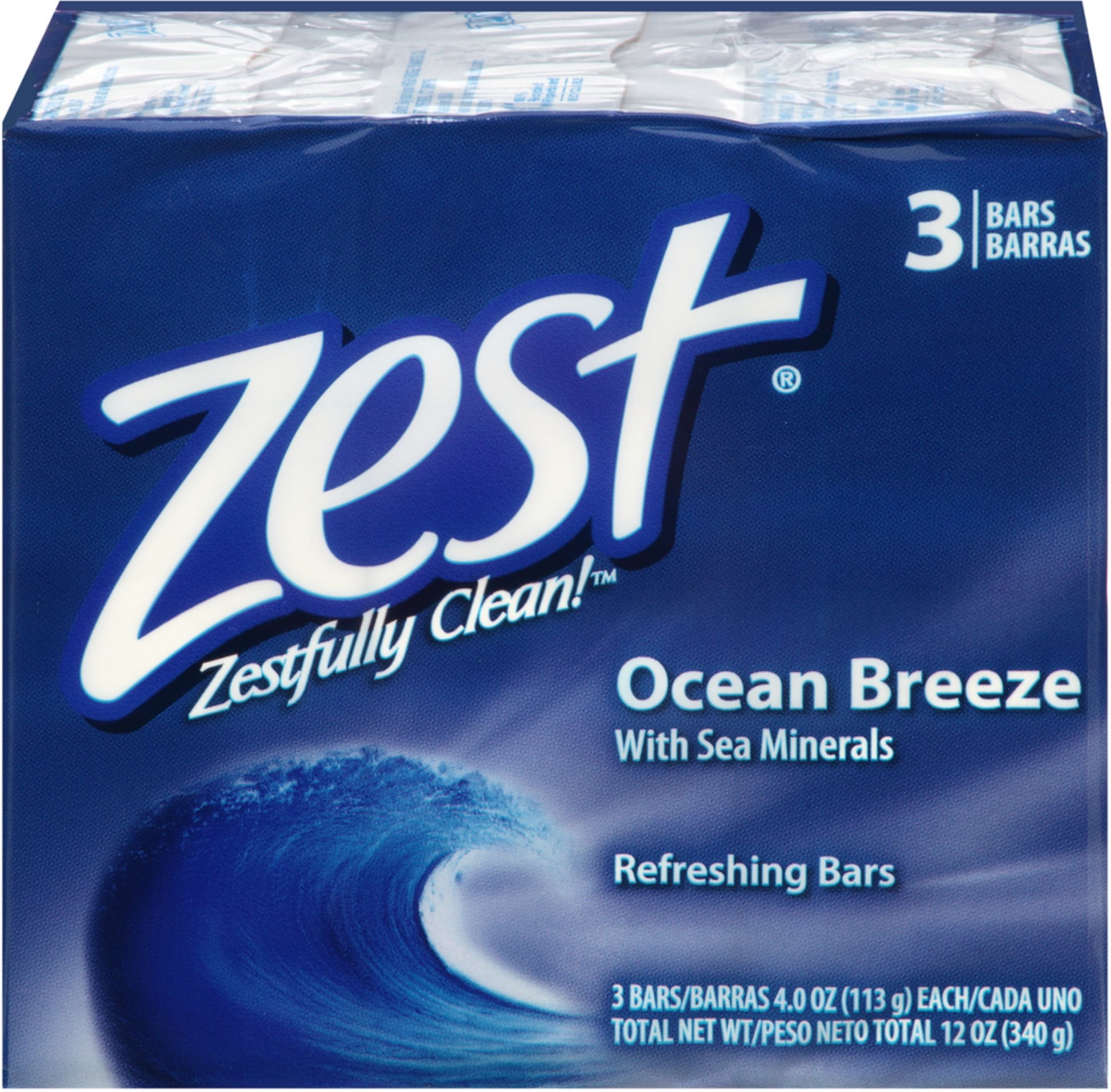 Zest Refreshing Bar Soap, Ocean Breeze with Sea Minerals 4 oz, 3 ea