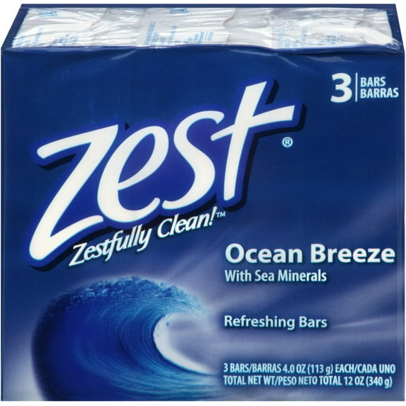 Zest Refreshing Bar Soap, Ocean Breeze with Sea Minerals 4 oz, 3 ea
