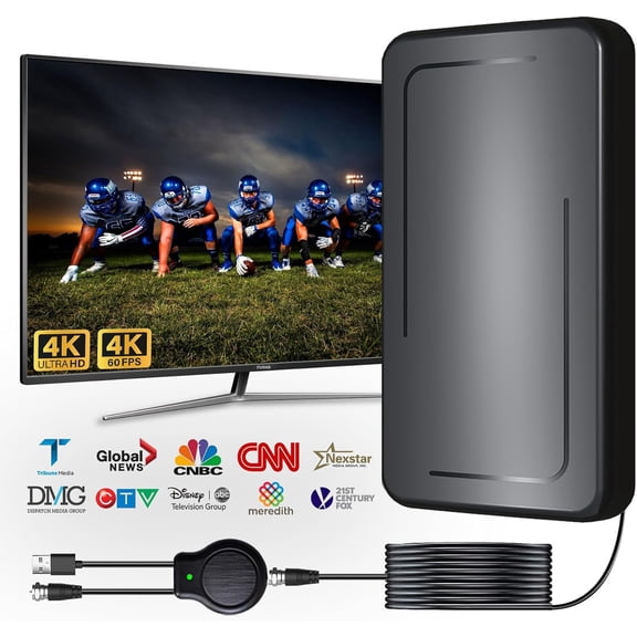 Zestha Updated TV Antenna, 600+ Miles Antenna for Smart TV and Old TV, Indoor Outdoor Digital TV Antenna with Amplifier, 30 FT Cable 360° Reception 4K 1080p