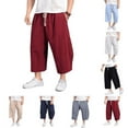 ZestMode 2 Pack Men's Linen Pants Drawstring Pants Elastic Waist