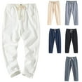 thumbnail image 1 of ZestMode 2 Pack Mens Casual Pants Linen Harem Drawstring Pants Elastic Waist Trouser Hippie Summer Beach Pants Loose Straight Cotton Bloomers Summer Pants Breathable Pants, 1 of 7