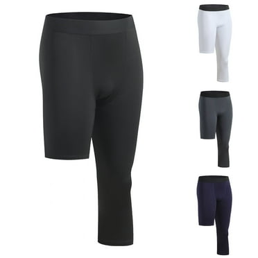 ZestMode 2 Pack Mens Compression Pants Leggings Sports Tights Performance Athletic Baselayer Workout Running One Leg Leggings Sports Pants Fitness Short Foot Base Capri
