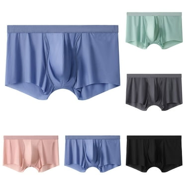 ZestMode 5 Pack Men's Underwear Boxer Briefs Breathable and Soft with Fly Underwear Underwear Ice Silk Flat Corner Underwear Thin Breathable Quadrangle Pants With Heading Soft Boxer Cotton Underwear