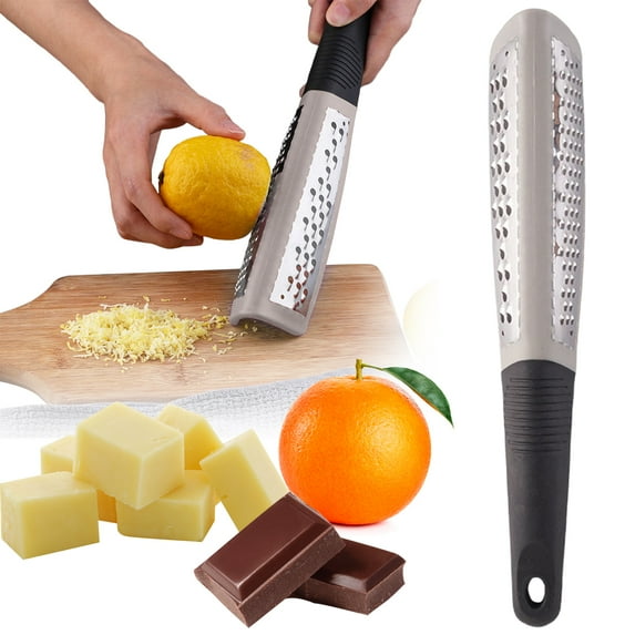Zester Grater, Double-Sided Stainless Steel Grater, Cheese Zester Grater with Handle, Multi-Function Cheese and Vegetable Grater Zester Tool, Kitchen Lemon Zester Tool, Small Grater, 10.97inch