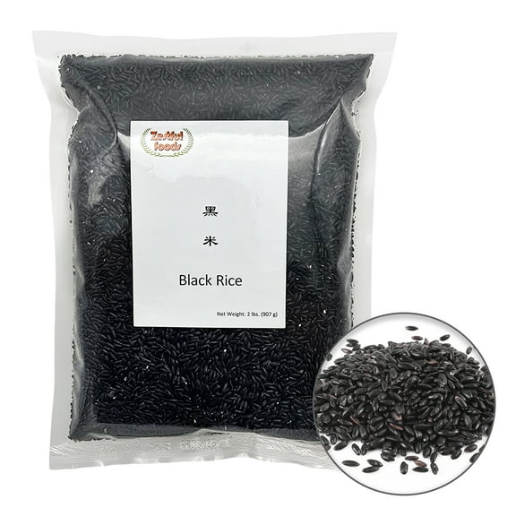Zestful Foods 2 Lbs(32oz) Black Rice, Purple Rice, Forbidden Rice Organic Natural Whole Grain, Non-GMO, Low GI Rice
