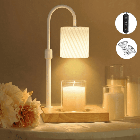 Zestha Candle Warmer Lamp with Timer, Dimmable,Adjustable Height Wax Warmer Lamp with 2*50W Bulbs, House Warming Gifts for Mom Friend Bedroom Home Decor