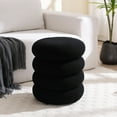 thumbnail image 1 of Zesthouse 16" Wide Boucle Round Pouf Ottoman with Storage, Sherpa Fabric Vanity Stool, Modern Upholstered Footrest Stool for Makeup Room Living Room Bedroom, Black, 1 of 9