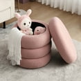 thumbnail image 1 of Zesthouse 16" Wide Boucle Round Pouf Ottoman with Storage, Sherpa Fabric Vanity Stool, Modern Upholstered Footrest Stool for Makeup Room Living Room Bedroom, Pink, 1 of 9