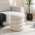 thumbnail image 1 of Zesthouse 16" Wide Boucle Round Storage Ottoman, Sherpa Fabric Vanity Stool, Modern Upholstered Footrest Stools for Living Room Bedroom, White, 1 of 9