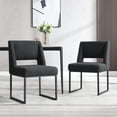 thumbnail image 1 of Zesthouse 18.3" Boucle Dining Chairs Set of 2, Extra Thick Upholstered Side Chair with High Back and Metal Legs, Modern Armless Kitchen Chairs for Dining Room, Black, 1 of 10