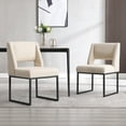 thumbnail image 1 of Zesthouse 18.3" Linen Dining Chairs Set of 2, Extra Thick Upholstered Side Chair with High Back and Metal Legs, Modern Armless Kitchen Chairs for Dining Room, Beige, 1 of 11