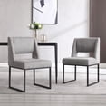thumbnail image 1 of Zesthouse 18.3" Linen Dining Chairs Set of 2, Extra Thick Upholstered Side Chair with High Back and Metal Legs, Modern Armless Kitchen Chairs for Dining Room, Gray, 1 of 11