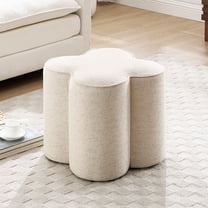 Zesthouse 18.5″ Linen Fabric Ottoman, Modern Ottoman Coffee Table for Living Room, Flower Shaped Foot Stools, Upholstered Footrest Stool for Couch, Beige