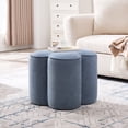 thumbnail image 1 of Zesthouse 18.5″ Linen Fabric Ottoman, Modern Ottoman Coffee Table for Living Room, Flower Shaped Foot Stools, Upholstered Footrest Stool for Couch, Blue, 1 of 9