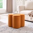 thumbnail image 1 of Zesthouse 18.5″ Velvet Fabric Ottoman, Modern Ottoman Coffee Table for Living Room, Flower Shaped Foot Stools, Upholstered Footrest Stool for Couch, Orange, 1 of 8