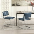 thumbnail image 1 of Zesthouse 19.3″Mid-Century Modern Dining Chairs Set of 2, Faux Leather Upholstered Kitchen Chairs with Back and Chrome Legs, Armless Side Chairs for Kitchen & Dining Living Room, Blue, 1 of 13