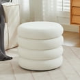 thumbnail image 1 of Zesthouse 20.1" Wide Round Storage Ottoman, Velvet Tufted Ottoman Footstool for Living Room Bedroom, White, 1 of 13