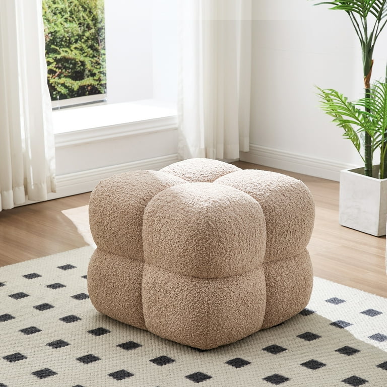 シュシュマム Zesthouse 20.9″ Wide Square Ottoman, Modern Boucle Footstool