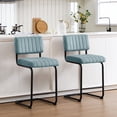 thumbnail image 1 of Zesthouse 24.6" Counter Stools Set of 2, Velvet Tufted Counter Height Chairs with Back and Metal Legs, Mid Century Modern Bar Stools for Kitchen Island, Blue, 1 of 10