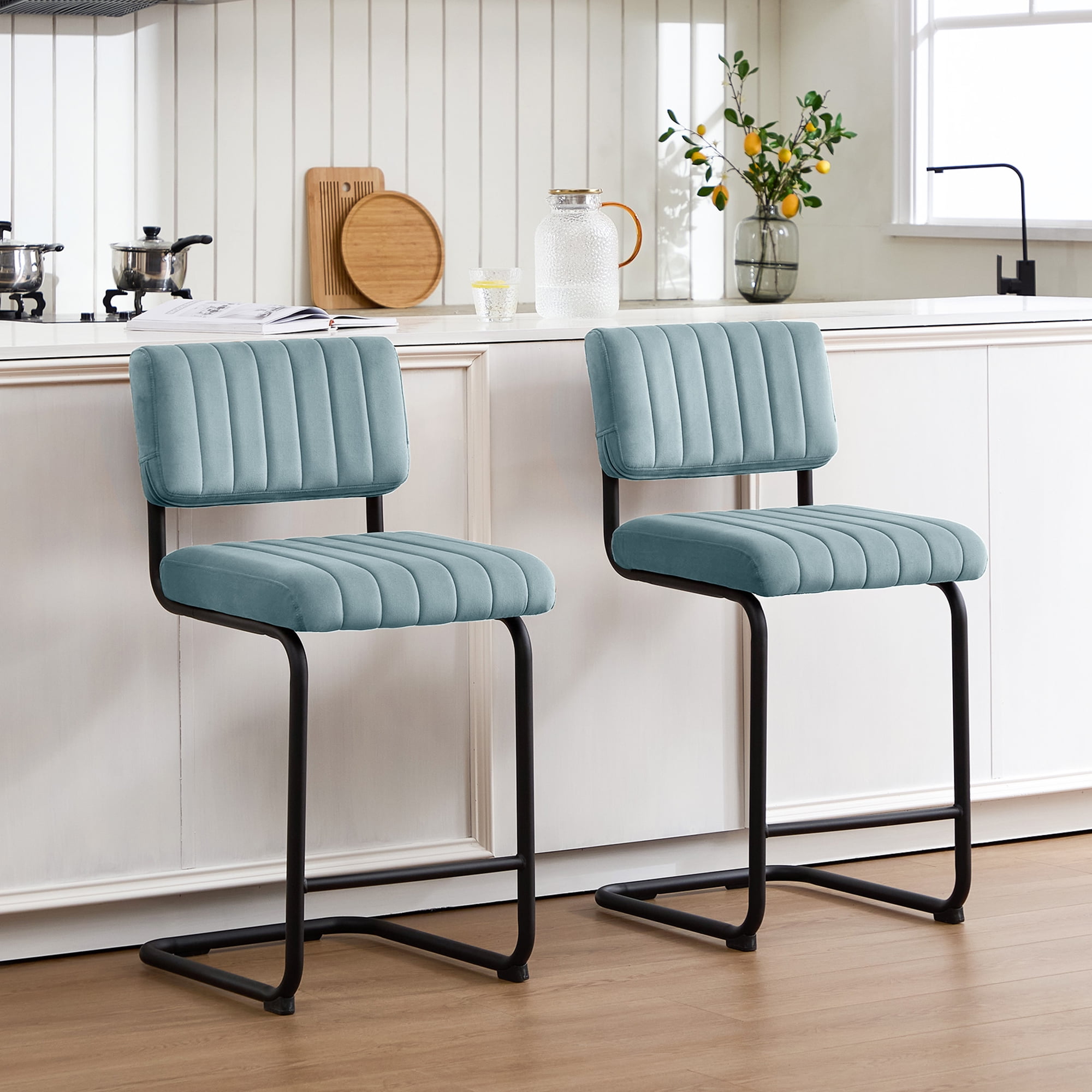Zesthouse 24 Counter Stools Set of 2, Velvet Tufted France Ubuy