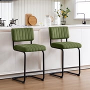 Zesthouse 24.6 Counter Stools Set of 2, Velvet Tufted Counter Height Chairs with Back and Metal Legs, Mid Century Modern Bar Stools for Kitchen Island, Green