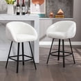 thumbnail image 1 of Zesthouse 26.4" Counter Height Swivel Bar Stools Set of 2, Sherpa Barrel Bar Stools with Backs, Modern Boucle Counter Stools for Pub Kitchen Island, White, 1 of 11
