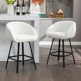 thumbnail image 1 of Zesthouse 26.4" Counter Height Swivel Bar Stools Set of 2, Sherpa Barrel Bar Stools with Backs, Modern Boucle Counter Stools for Pub Kitchen Island, White, 1 of 14