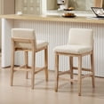 thumbnail image 1 of Zesthouse 25.8" Modern Bar Stools Set of 2, Wooden Counter Height Barstools with Back, Upholstered Linen Counter Stools with Distressed Solid Wood Legs for Kitchen Island, Beige, 1 of 11