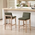 thumbnail image 1 of Zesthouse 25.8" Modern Bar Stools Set of 2, Wooden Counter Height Barstools with Back, Upholstered Linen Counter Stools with Distressed Solid Wood Legs for Kitchen Island, Green, 1 of 11