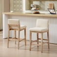thumbnail image 1 of Zesthouse 25.8" Modern Bar Stools Set of 2, Wooden Counter Height Barstools with Back, Upholstered Linen Counter Stools with Distressed Solid Wood Legs for Kitchen Island, Beige, 1 of 11