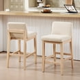 thumbnail image 1 of Zesthouse 25.8" Modern Bar Stools Set of 2, Wooden Counter Height Barstools with Back, Upholstered Linen Counter Stools with Natural Solid Wood Legs for Kitchen Island, Beige, 1 of 11