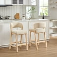 thumbnail image 1 of Zesthouse 26.2″ Counter Height Wooden Bar Stools Set of 2, Linen Upholstered Barstools with Curved Backs, Thick Cushion, Natural Solid Wood, Modern Bar Chairs for Kitchen Island, Beige, 1 of 12