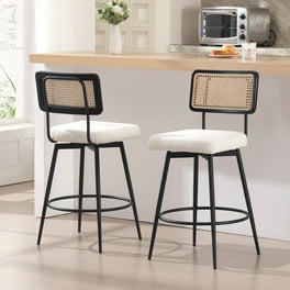 SAFAVIEH Fremont Bohemian Nautical Rattan Bar Stool with Footrest White 16.9 in. W x 15.7 in. D x 42.5 in. H Walmart