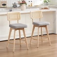 thumbnail image 1 of Zesthouse 26.2" Swivel Counter Height Bar Stools Set of 2, Upholstered Linen Counter Stools with Rattan Back, Mid Century Barstools with Solid Wood Legs for Kitchen Island, Gray, 1 of 12
