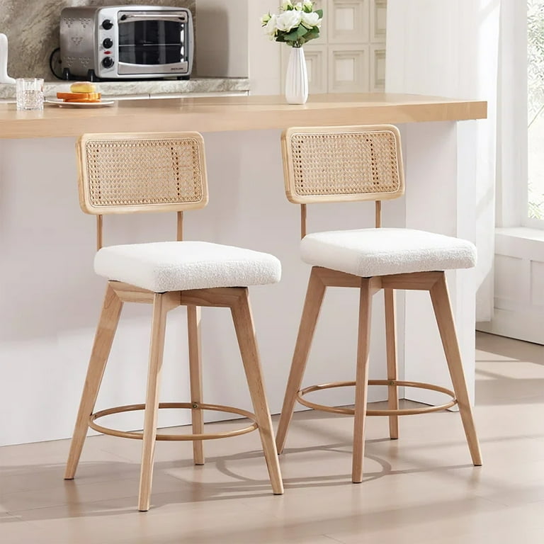 Zesthouse Rattan Counter Stools Set of 2, Swivel Sherpa