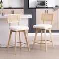 thumbnail image 1 of Zesthouse 26.2" Rattan Counter Stools Set of 2, Swivel Sherpa Counter Height Bar Stools with Cane Back and Wooden Legs, Mid Century Barstools for Kitchen Island, White, 1 of 11