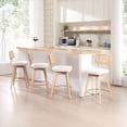 thumbnail image 1 of Zesthouse 26.2" Rattan Counter Stools Set of 4, Swivel Counter Height Bar Stools with Cane Back and Wooden Legs, Sherpa Bar Chair, Mid Century Barstools for Kitchen Island, White, 1 of 14
