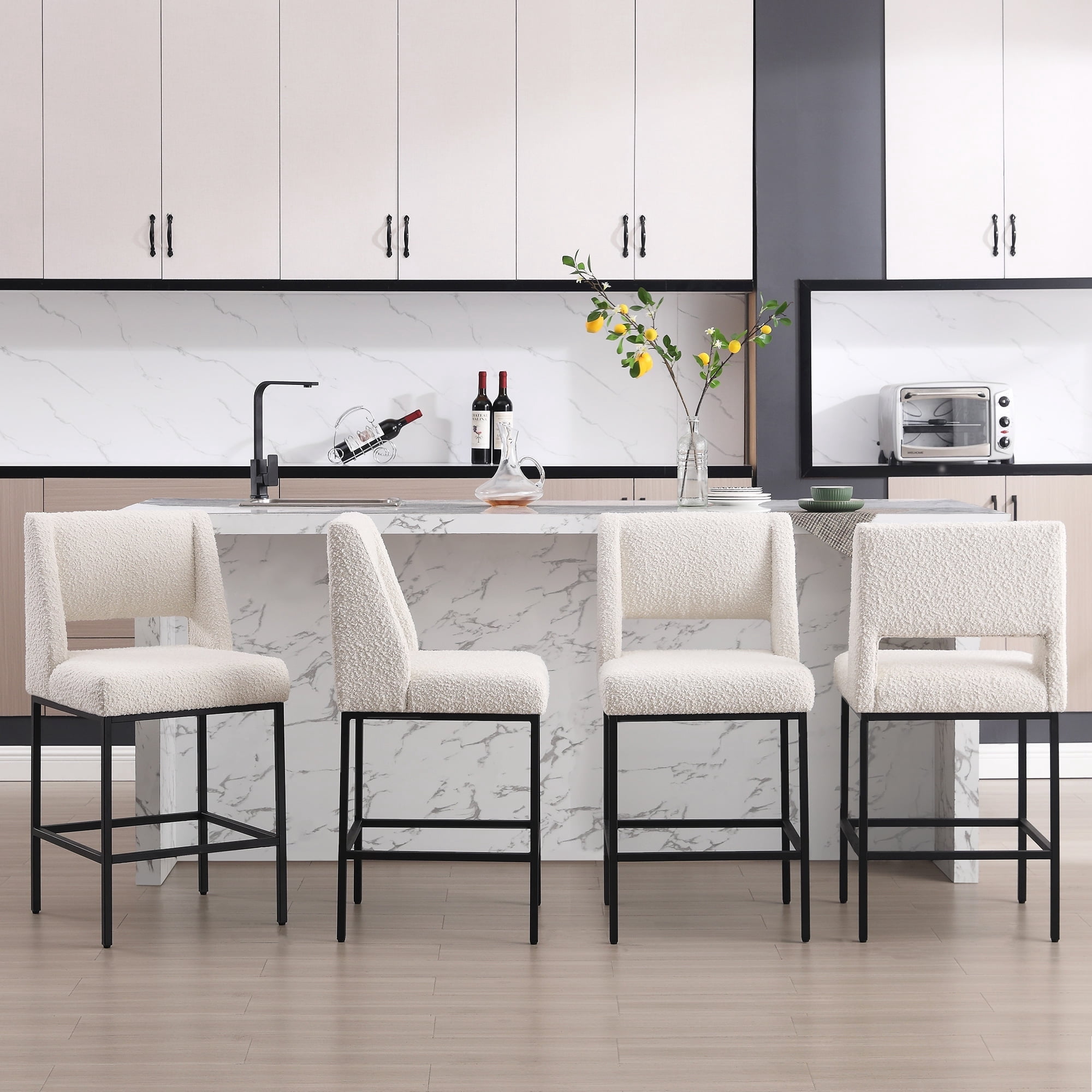 Zesthouse Counter Height Bar Stools Set of 4, Upholstered Modern Bar ...