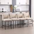 thumbnail image 1 of Zesthouse 26.4" Modern Counter Stools Set of 4, Linen Fabric Bar Stools with Back and Metal Legs, Extra Thick Upholstered Counter Height Chairs for Kitchen Island, Beige, 1 of 14